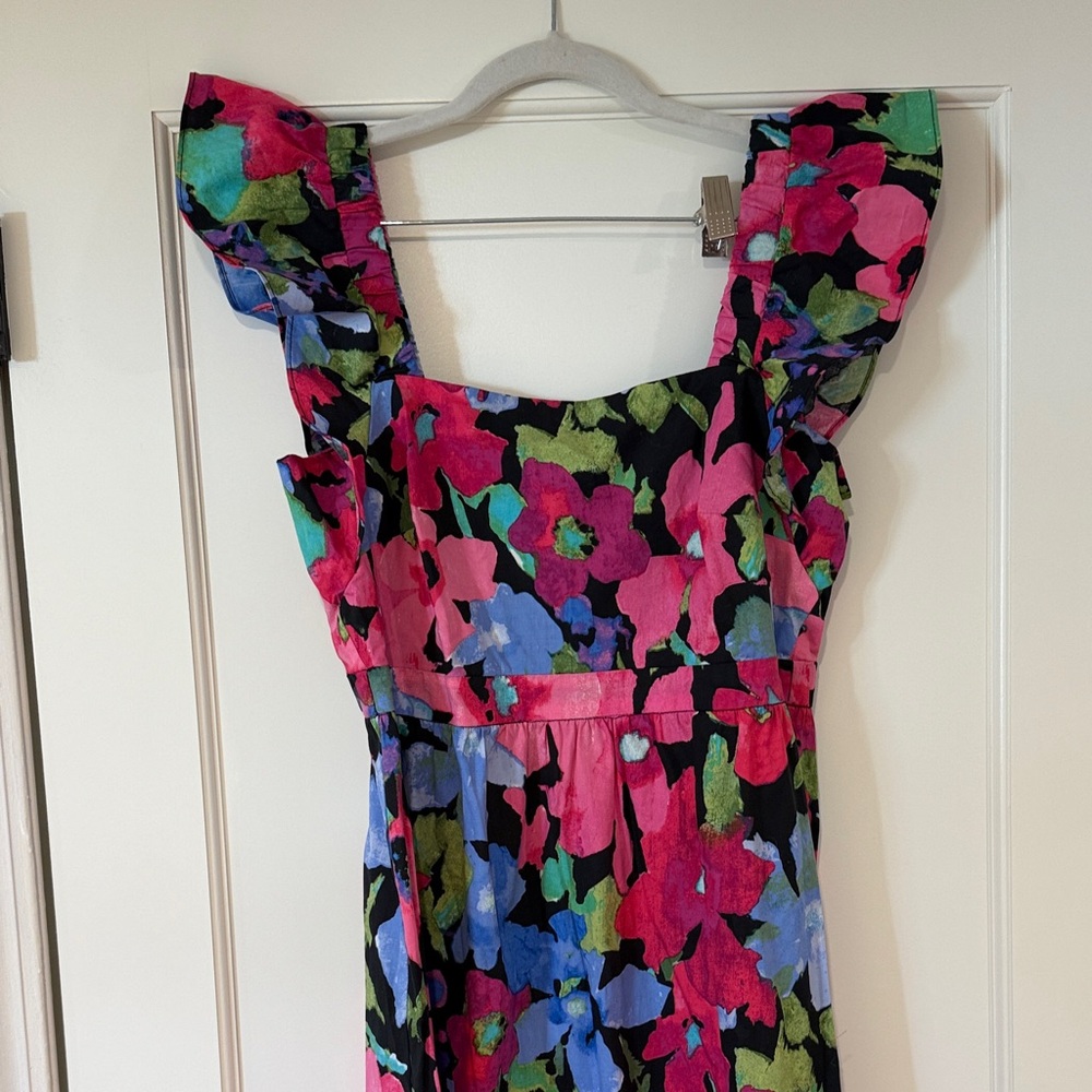 London Times Floral Ruffle Sleeve Dress